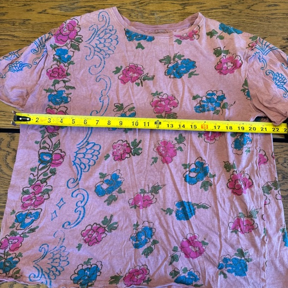 Free People Women's Red Nina Boheme Printed Tee Oversized XS S M L - Picture 4 of 6